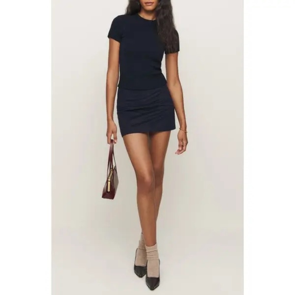 Reformation x Kacey Musgraves Navy Buxton Skirt